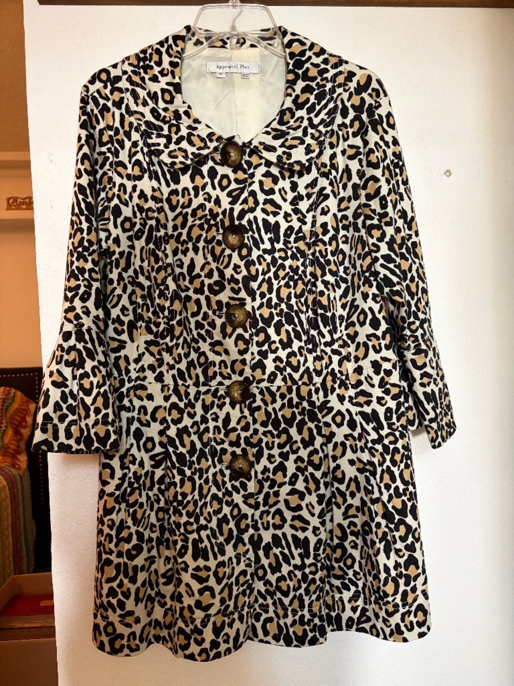 Leopard Print, Longer Blazer, 3/4 sleeve, Women's size 1X